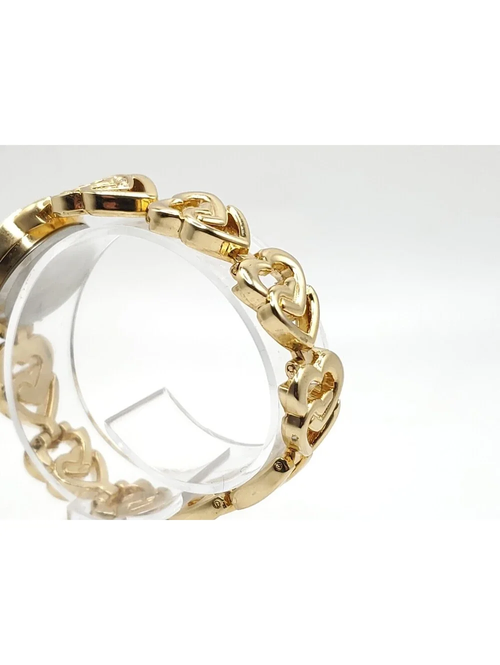 Quartz Womens Watch New Battery Gold Tone Heart Band 22mm